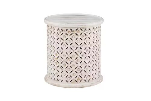 Powell Company Elia 17 in. White Round Wood End Table
