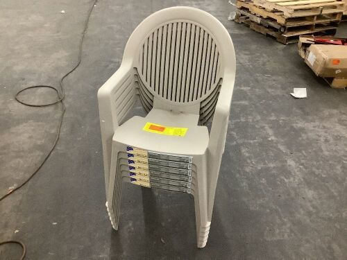 Lot of (6) Fidji High Back Resin Outdoor Dining Chair