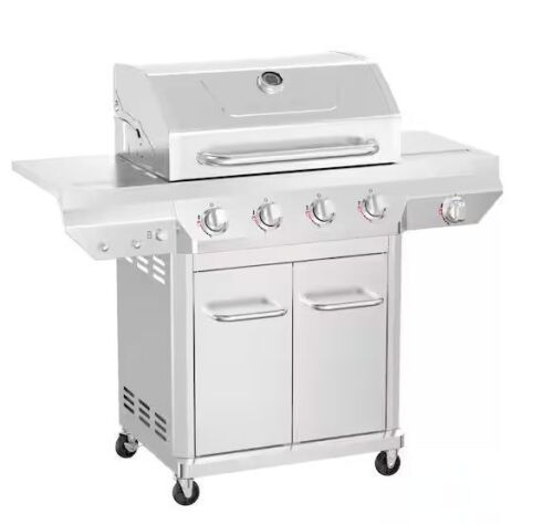 Nexgrill 4 Burner Stainless Steel Propane Gas Grill with Side Burner - Dented Back