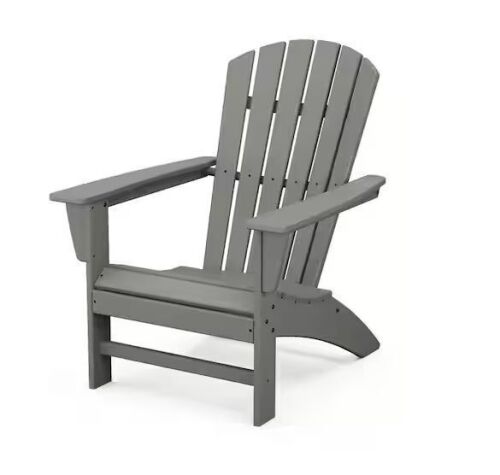 POLYWOOD Grant Park Traditional Curveback Slate Grey Plastic Patio Adirondack Chair Outdoor
