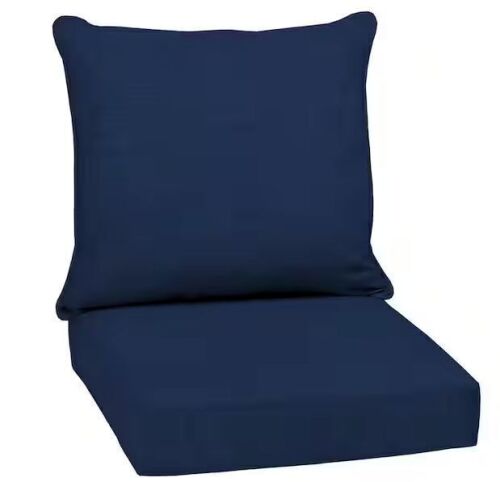 ARDEN 24 in. x 24 in. 2-Piece Deep Seating Outdoor Lounge Chair Cushion in Sapphire Blue Leala