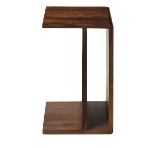 Selene 12.5 in. C-Shaped Solid Walnut Wood Accent Table with Matte Finish
