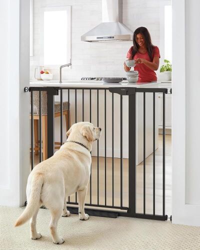 Cumbor 36" Extra Tall Baby Gate, 30-46" Dog Gate Indoor Black