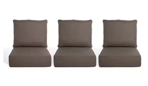 PlushCore 22 in. x 24 in. x 6 in. 6-Piece Deep Seating Outdoor Lounge Chair Thick Cushion Set in Gray