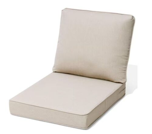 Crestlive Products 27.6 in. x 24.4 in. Outdoor Couch Cushion in Putty 4.5 in. Thickened Patio Deep Seat Sofa Cushion with Ties and Zipper