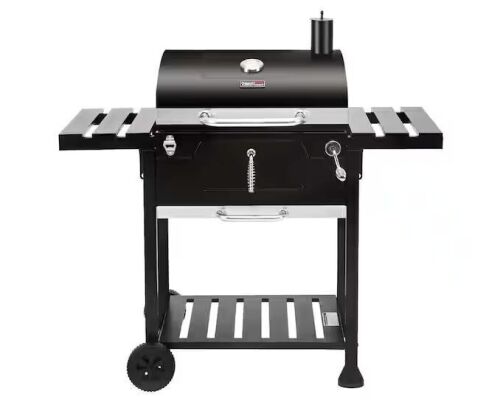 Royal Gourmet 24 in. Charcoal BBQ Grill in Black with 2-Side Table