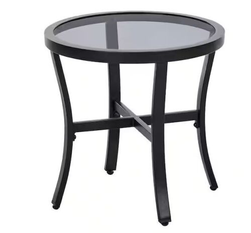 StyleWell Black Round 18in Outdoor Accent Table
