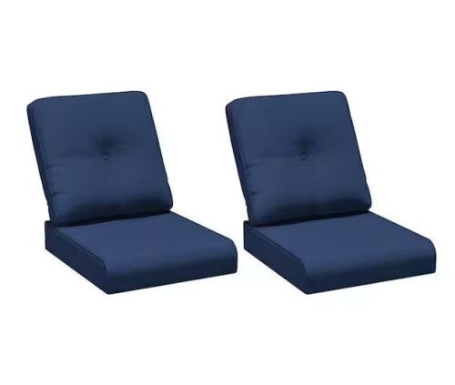 22 in. x 24 in. 2-Piece Outdoor Lounge Chair Replacement Cushion Set in Blue