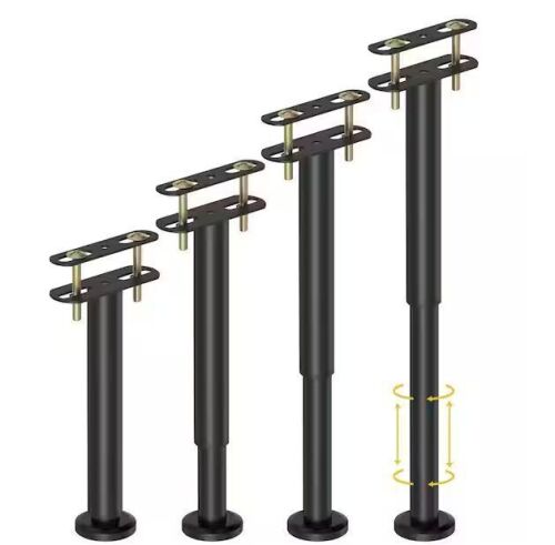 10-17 in. Adjustable Height Bed Replacement Support Legs for Bed Frame Bed Center Slat, Black (4-Pack)