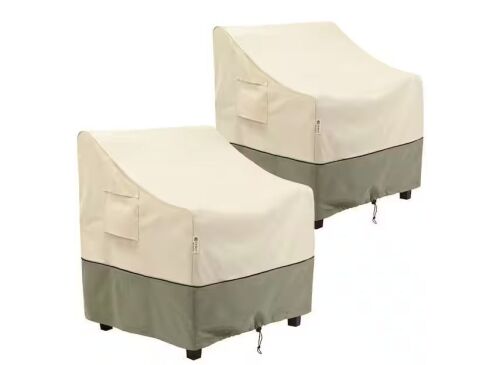 Lot of (2) 2-Piece 32 in. W x 37 in. D x 36 in. H Waterproof Patio Chair Set Cover, Beige and Green