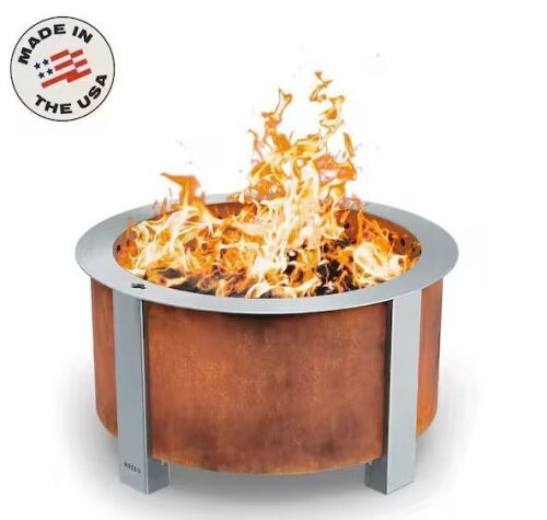 Breeo X-Series 24-Smokeless Fire Pit, Heavy-Gauge Steel Material, Corten Steel