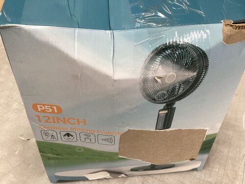 12" Cordless Misting Pedestal Fan