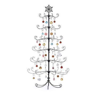 VINGLI 6ft Metal Christmas Ornament Tree Stand with Snowflake Topper