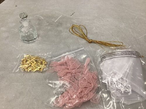 Small Glass Bottles with Stopper, Boys, Gold Cross, 20 ct