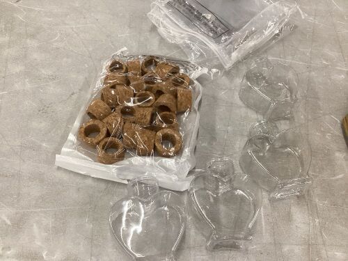 Heart Shaped Plastic Bottles with Cork Rings, 24 pc