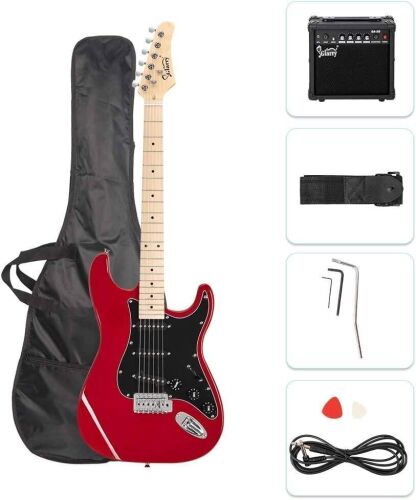 39 Inch Full Size Electric Guitar with 20W Amp and Accessories Pack Guitar Bag