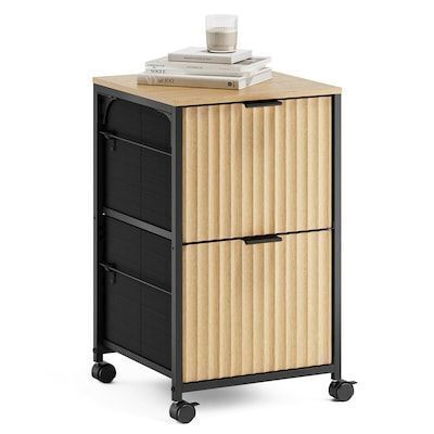 VINGLI 15W 2-Drawer Rolling File Cabinet Fits Letter Size Oak