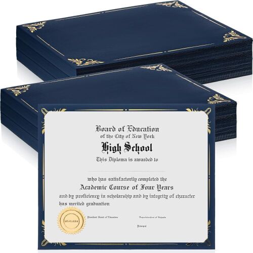 250 Pcs Navy Blue Certificate Holder Foil Border