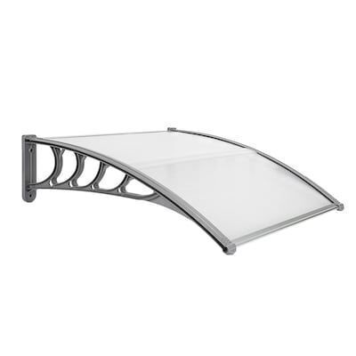 VINGLI 40D x 40W Polycarbonate Window Awning Clear Board and Silver Bracket