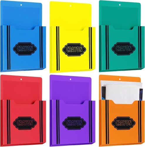 6 Pcs Crayon Magnetic File Folder, Classroom Organizers