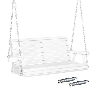 VINGLI 4 FT XL Size Wooden Porch Swing with Cup Holders