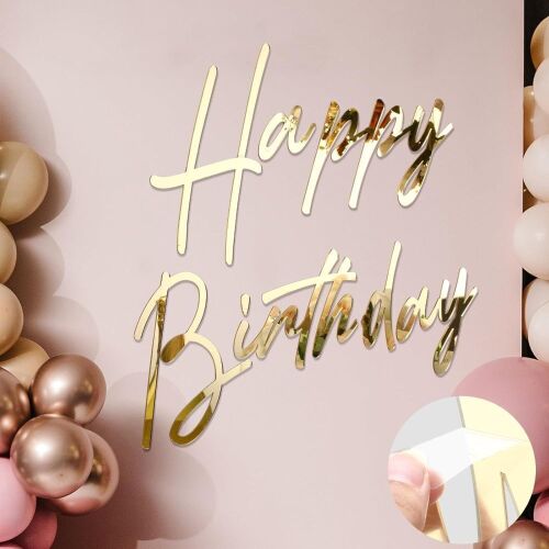 Mirrored Acrylic "Happy Birthday" Decal