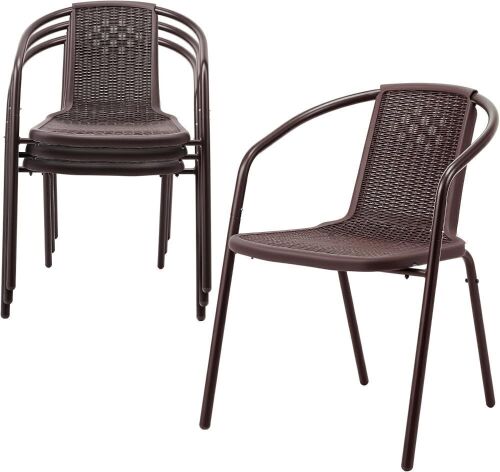 VINGLI PE Rattan Patio Dining Chairs Set of 4