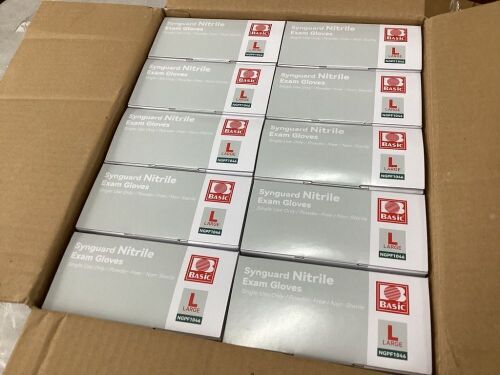 Case of Synguard Nitrile Exam Gloves, Black, Large