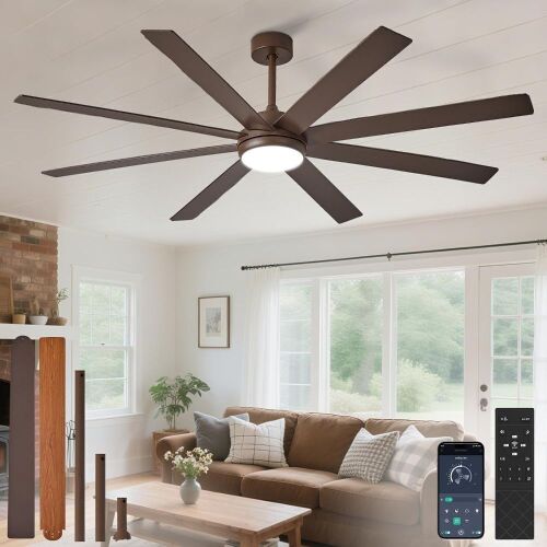 Depuley 66" Ceiling Fan with Lights, 8 Blade