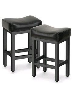 Raynesys Leather Upholstered Metal Barstools, 2 Pack