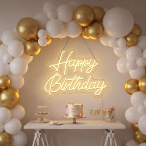 Happy Birthday Neon Sign, LED Dimmable Warm White