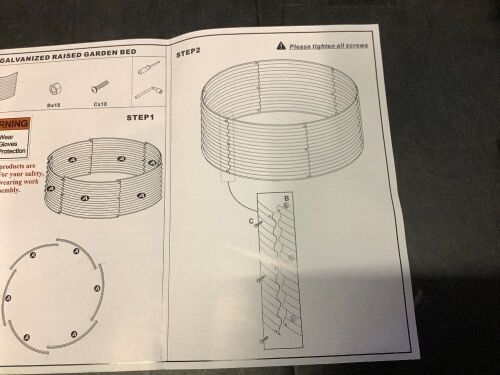 CATMANOR 6-Panel Round Galvanized Steel Garden Bed Kit