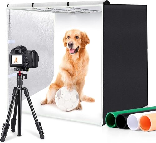 PULUZ 32"x32" Light Box Photography, Large Photo Light Box with 3 Stepless Dimming Light Panel, 234 LED Beads, Professional Photo Booth Shooting Tent Kit with 4 Color Backdrops for Product Photography