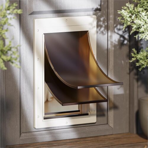 Large Dog Door for Door, Pets Up to 100 lb Durable Plastic Frame, 2 Magnetic Flaps, Closing Panel, Never Rust, Easy Install for Interior & Exterior Doors