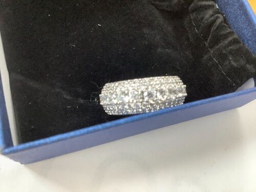 5 Row Iced Ring, Silver