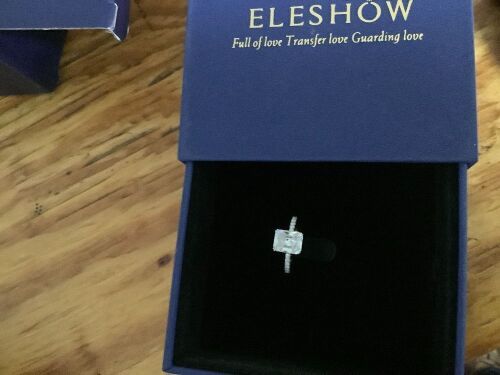 ELESHOW 3.3 Carat Radiant Cut Moissanite Engagement Ring
