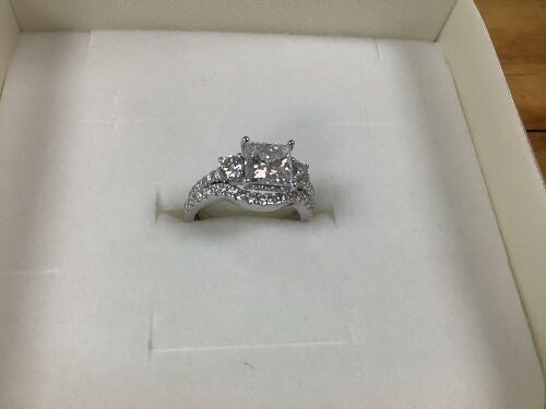 2.5 CTTW Moissanite Princess Cut Wedding Bridal Ring Set