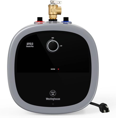 Under Sink Electric Hot Water Heater 2.5 Gal 120V Mini Tank CSA Small Compact Point of Use for Kitchen, Bath, RV, Office - Glass-Lined, Anode Rod, Wall/Floor Mount