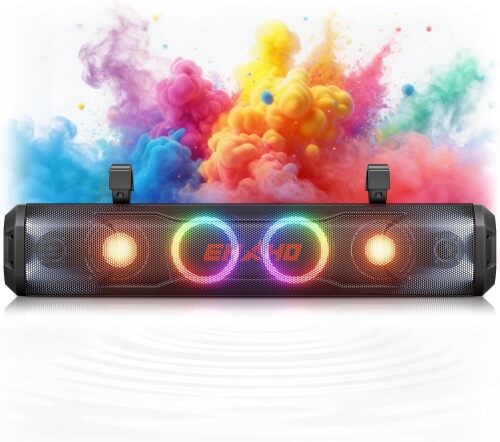 Ehaho 26'' UTV Sound Bar, Golf Cart Speaker Bluetooth with RGB Party Lights 6-Speaker SXS SoundBar, IP66 Waterproof ATV Speaker System with EQ, Party Mode, RF Remote, AUX for Polaris RZR CFmoto Can-Am