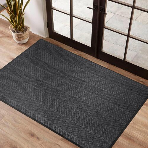 Front Door Mat Indoor Outdoor Entrance, 3' x 5' Heavy Duty Doormat Entryway Absorbent Low Profile Welcome Mats Non-Slip, Trap Dirt Durable Mats for Home, Patio, Garage
