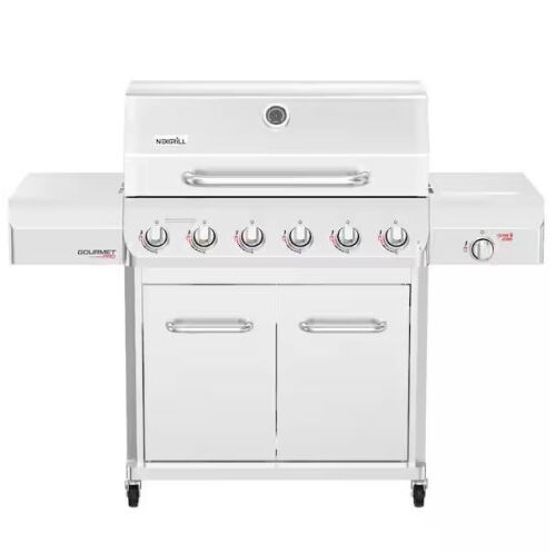 Nexgrill Gourmet Pro 6-Burner Stainless Steel Propane Gas Grill with Searing Side Burner and Griddle Max Insert