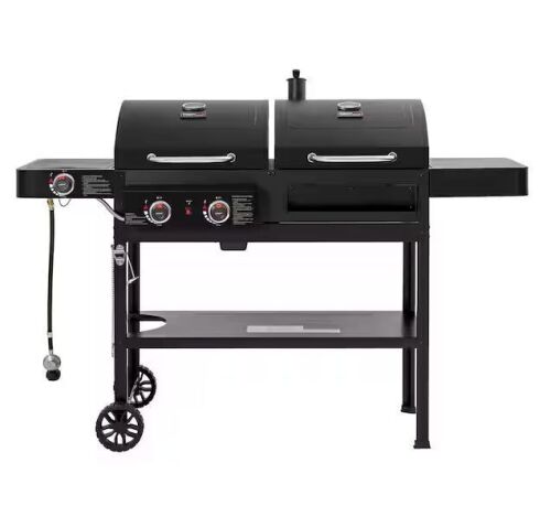 Royal Gourmet 2-Burner Propane Gas and Charcoal Combo Grill with Side Burner in Black, Dual Fuel Grill, 823 Sq. In. Cooking Area