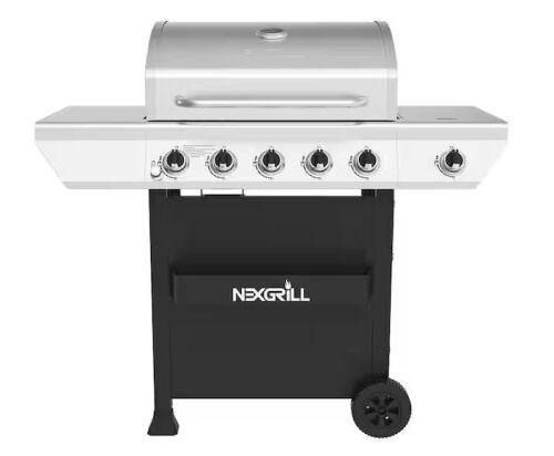 Nexgrill 5-Burner Propane Gas Grill in Stainless Steel with Side Burner and Condiment Rack