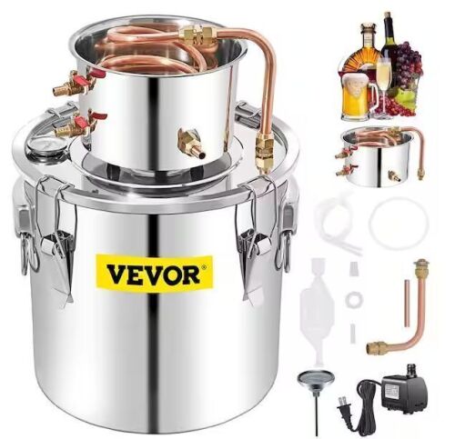 VEVOR 13.2 Gal. Capacity Stainless Steel Whiskey Distilling Kit with Built in Thermometer