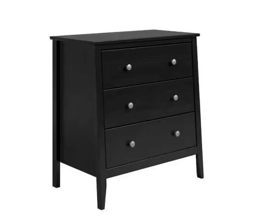 Jela-USA Solid Wood 3 Drawer Dresser 31.89 in H, 29.92 in W, 17.13 in D-Black
