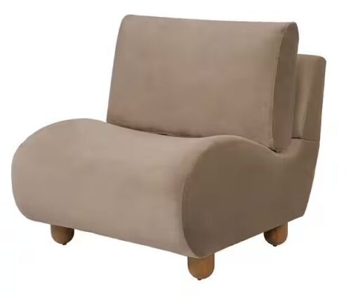 Christopher Knight Home Zane Modern Brown 25 in. Velvet Upholstered Curved Slipper Chair with Rounded Edges, Wood Legs, Mocha