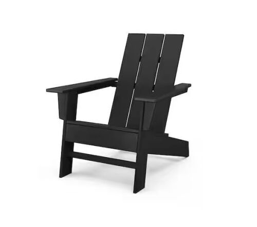 POLYWOOD Grant Park Black Modern Plastic Patio Adirondack Chair