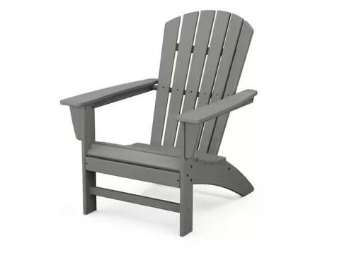 POLYWOOD Grant Park Traditional Curveback Slate Grey Plastic Patio Adirondack Chair
