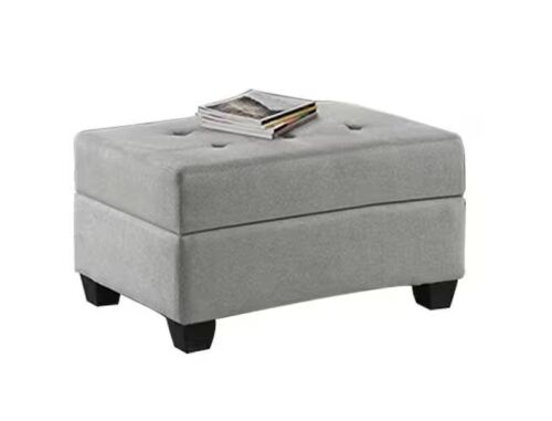 Lazzara Colrich Gray Microfiber Rectangle Storage Ottoman