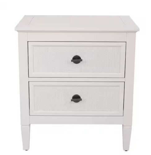 Home Decorators Collection Marsden Ivory 2-Drawers 24 in. Rattan Cane Nightstand